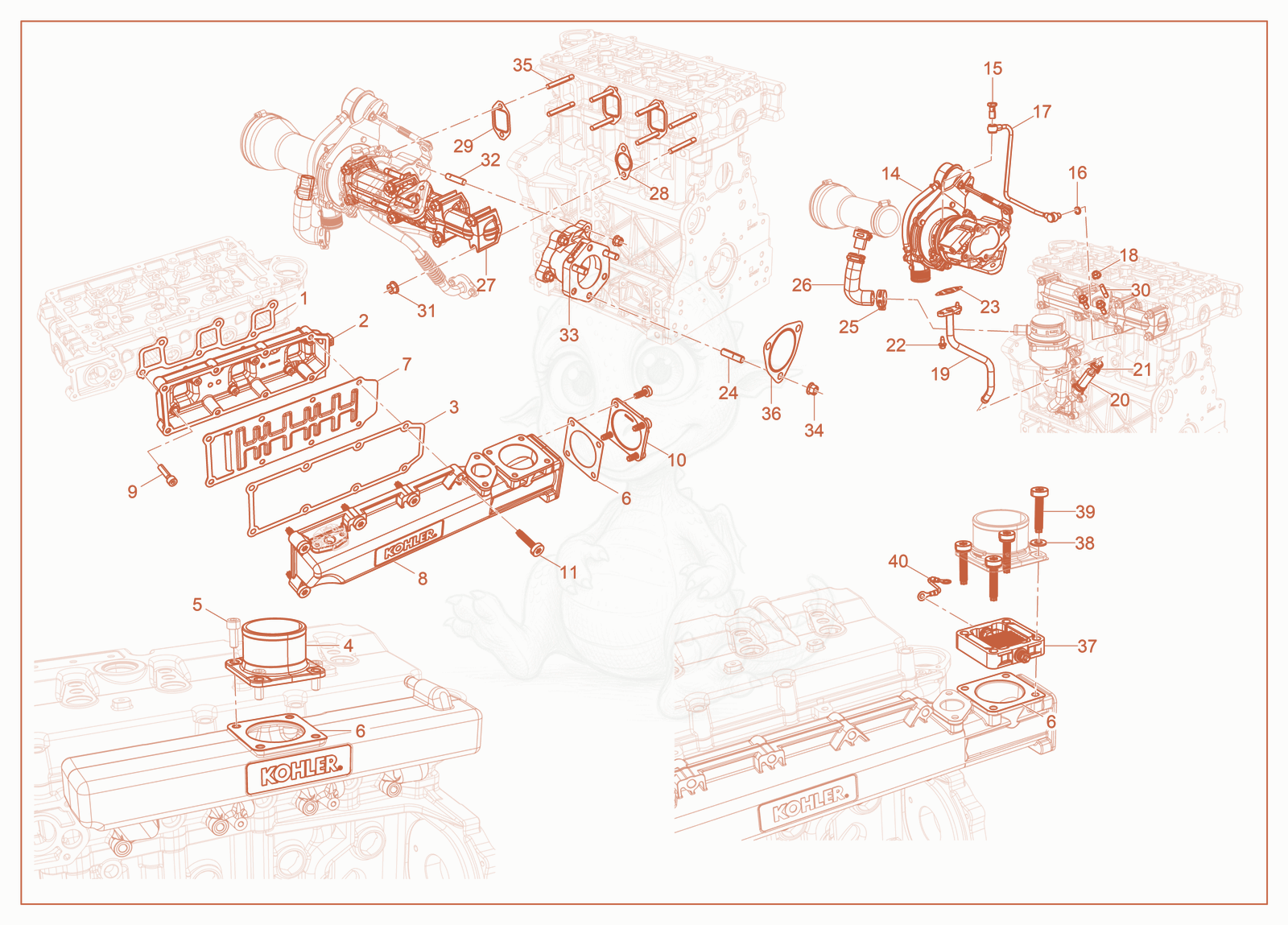 Exploded parts diagram of the Intake/Exhaust of a Wacker Neuson G35, with numbered balloons