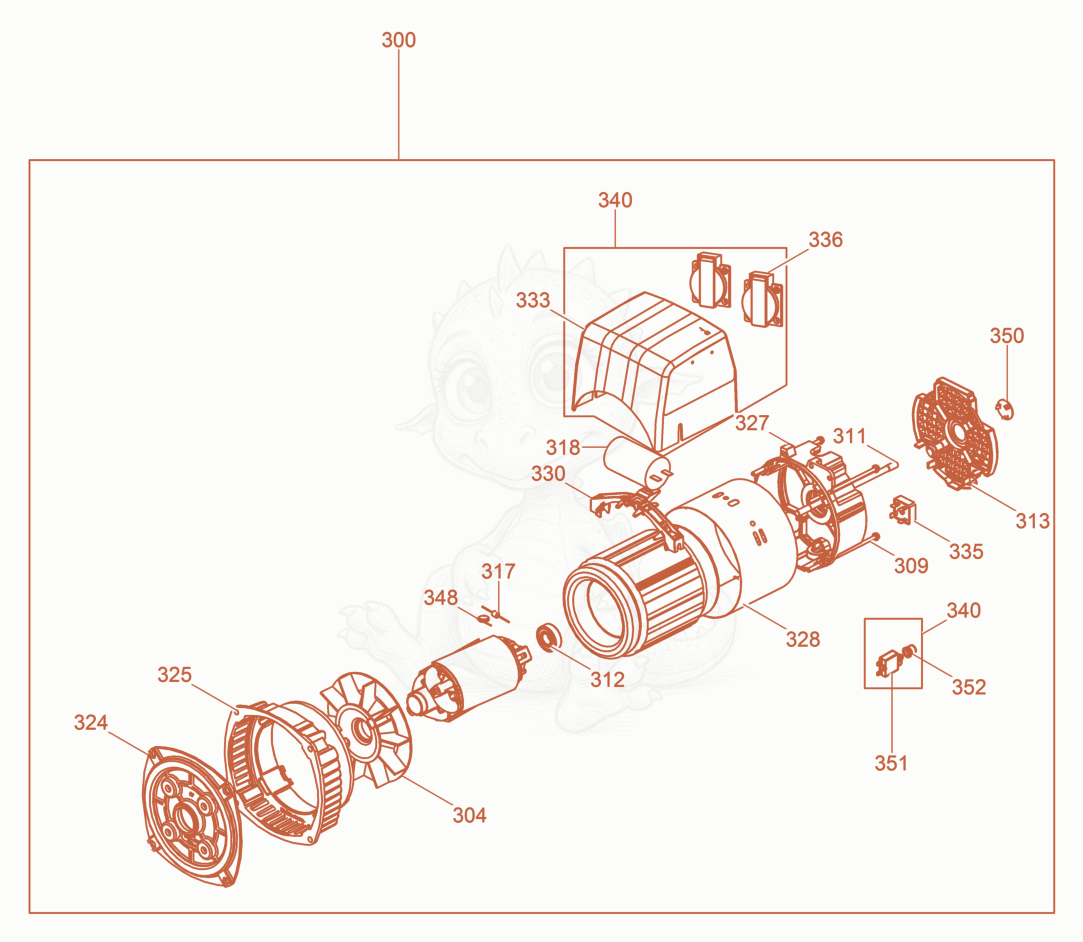 Exploded parts diagram of the Alternator cpl. of a Wacker Neuson GV2500A, with numbered balloons