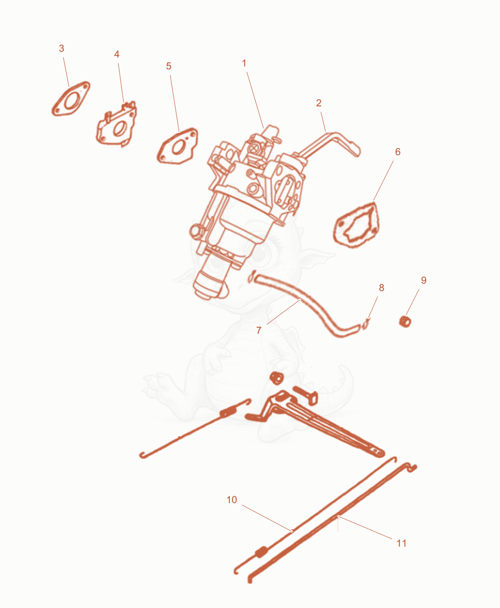 Exploded parts diagram of the Carburetor cpl. of a Wacker Neuson GS6503GCE, with numbered balloons