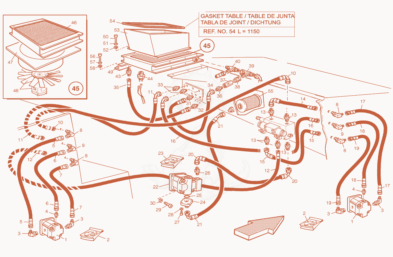 Exploded parts diagram of the Vibrating Hydraulic System of a Wacker Neuson RD25, with numbered balloons