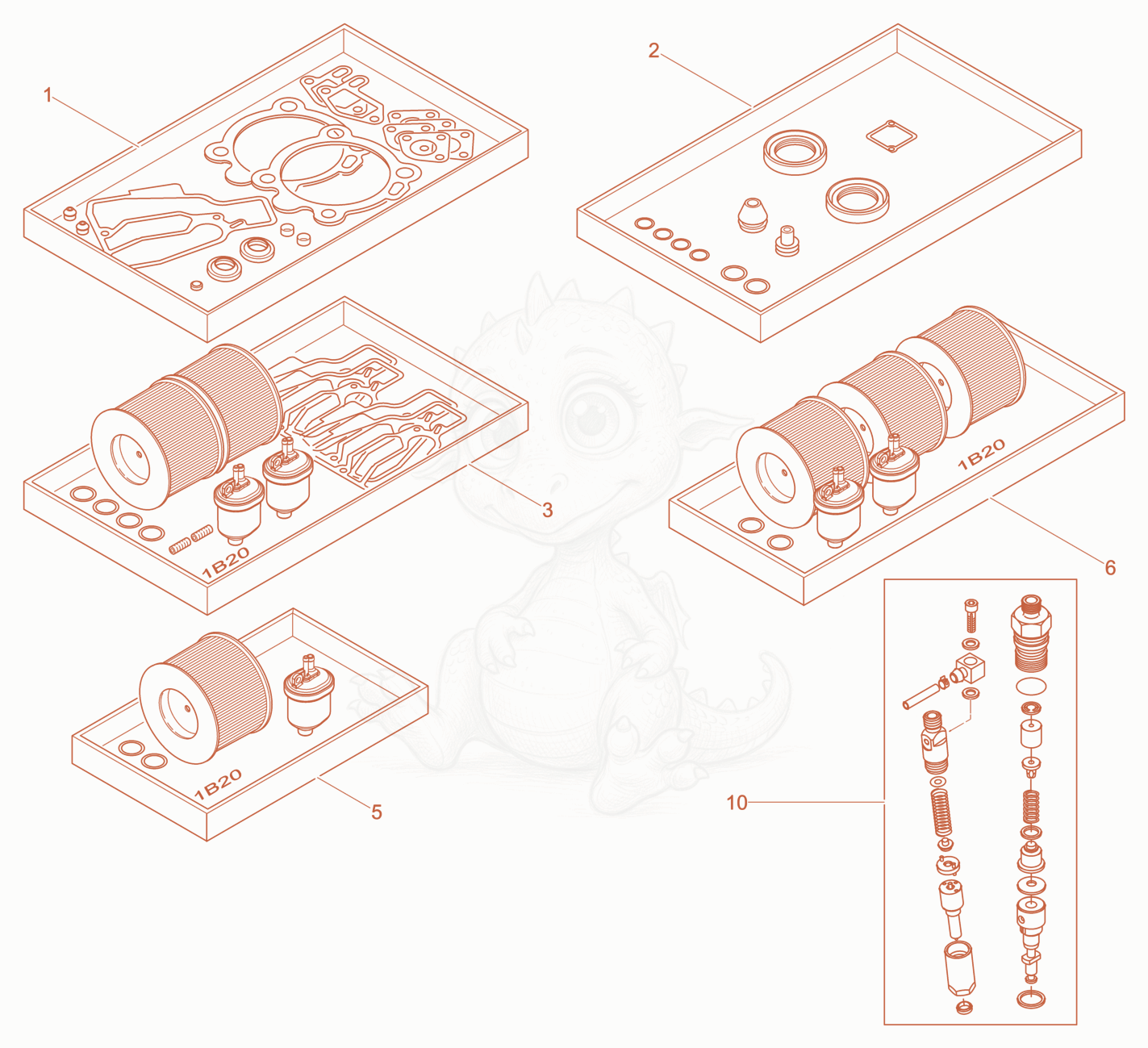 Exploded parts diagram of the Spare Parts Kits of a Wacker Neuson XPSKMAT, with numbered balloons