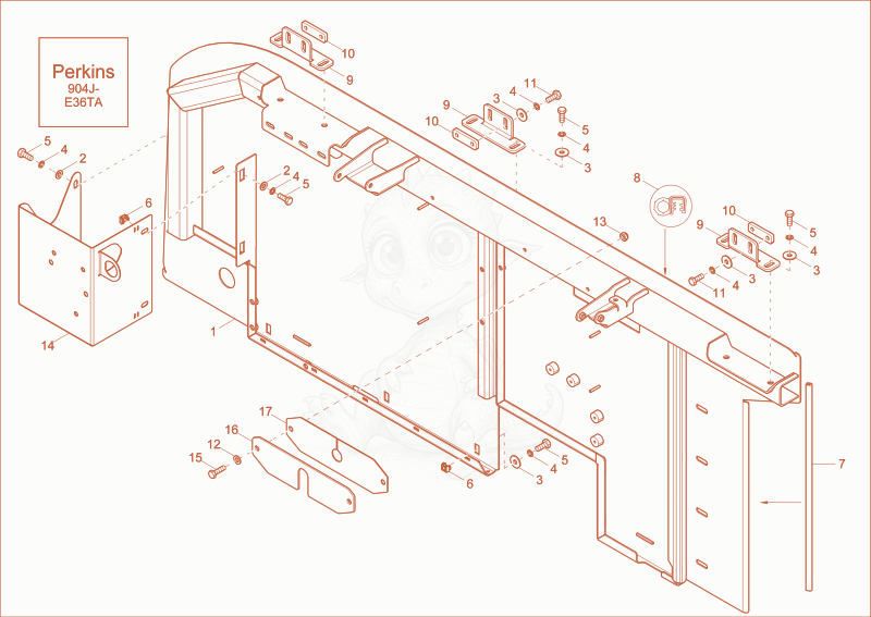 Exploded parts diagram of the seperating plate (OPTION) of a Wacker Neuson ET145, with numbered balloons