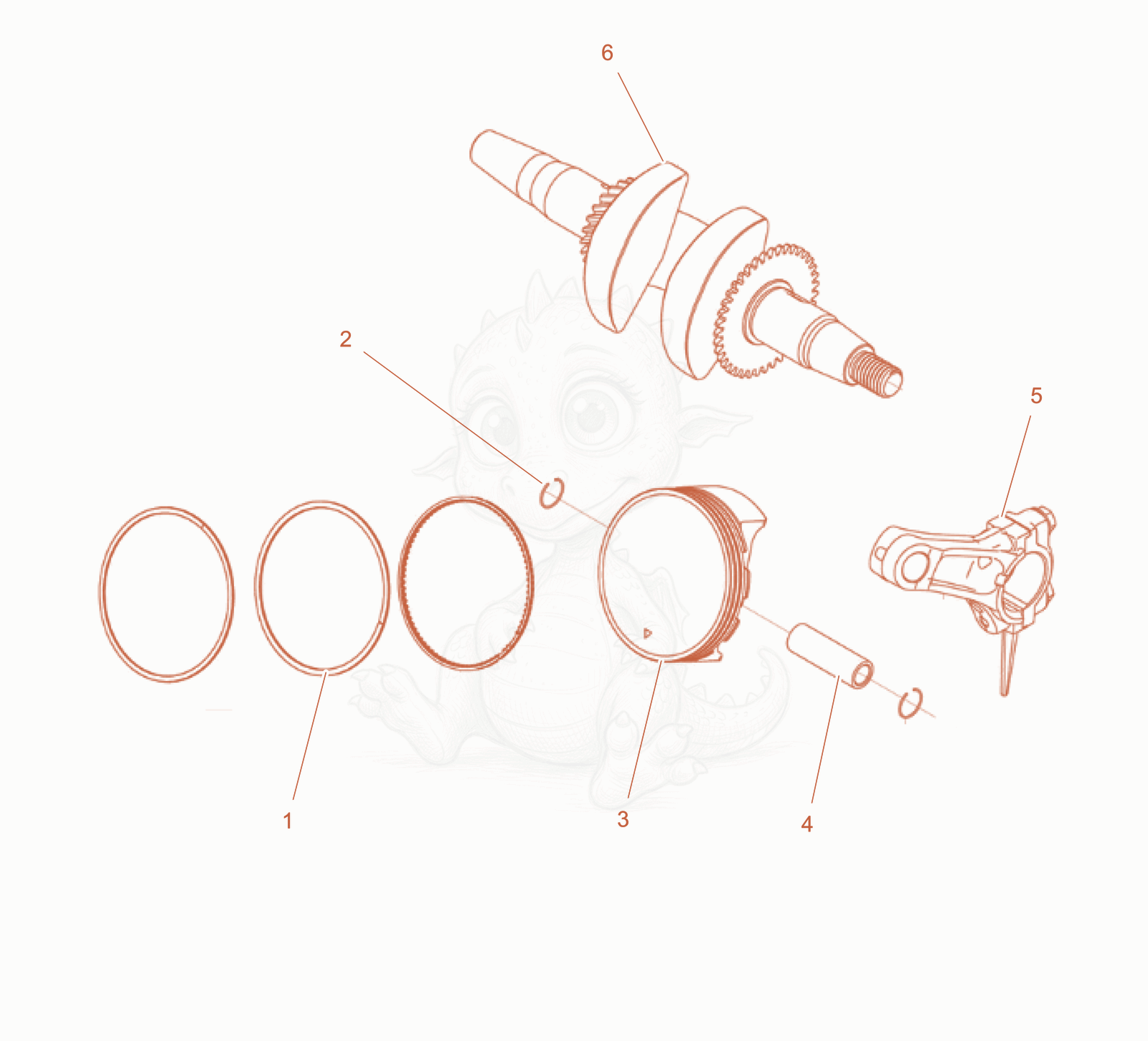 Exploded parts diagram of the Crankshaft Piston cpl. of a Wacker Neuson G3500GCN, with numbered balloons
