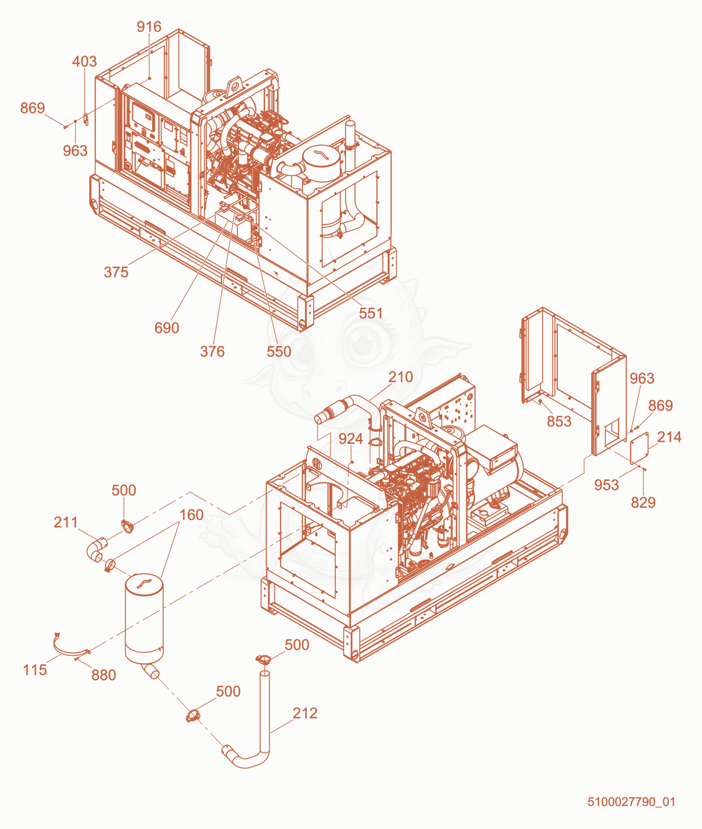 Exploded parts diagram of the Fuel Lines/Battery of a Wacker Neuson G70, with numbered balloons