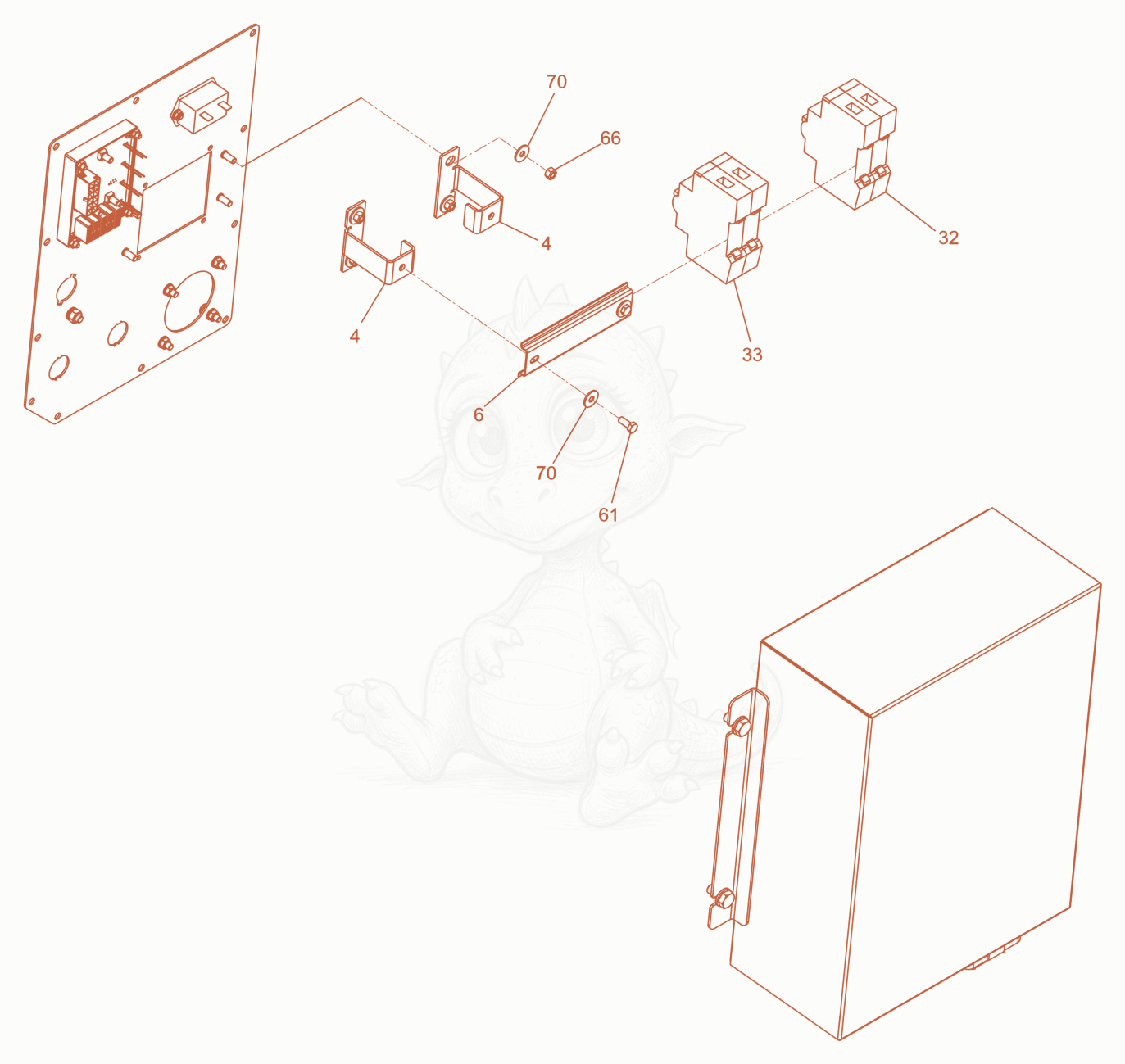 Exploded parts diagram of the control panel LTN4Y of a Wacker Neuson LTN4Y60HZ, with numbered balloons
