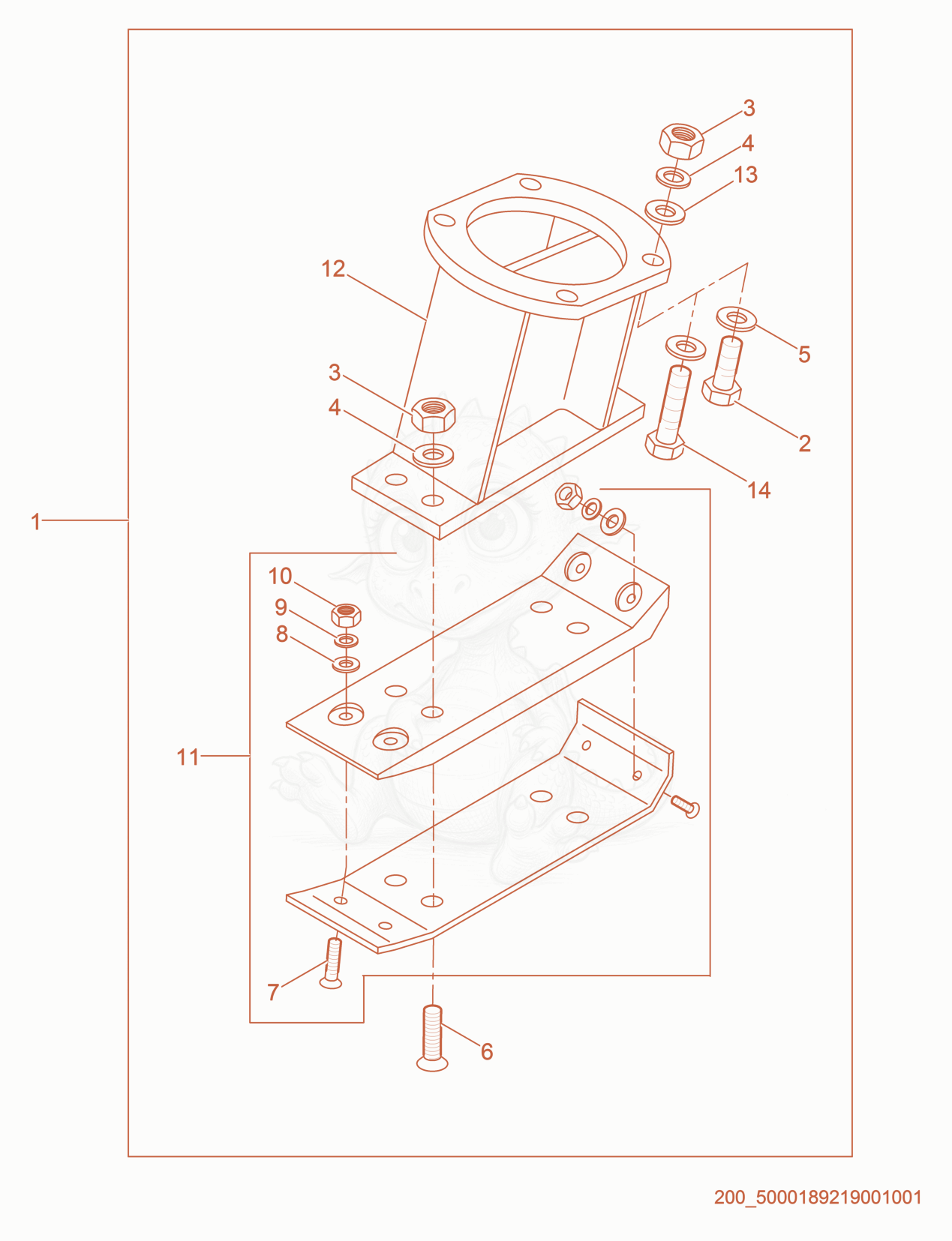 Exploded parts diagram of the Ramming Shoe Kit of a Wacker Neuson BS50-2I, with numbered balloons