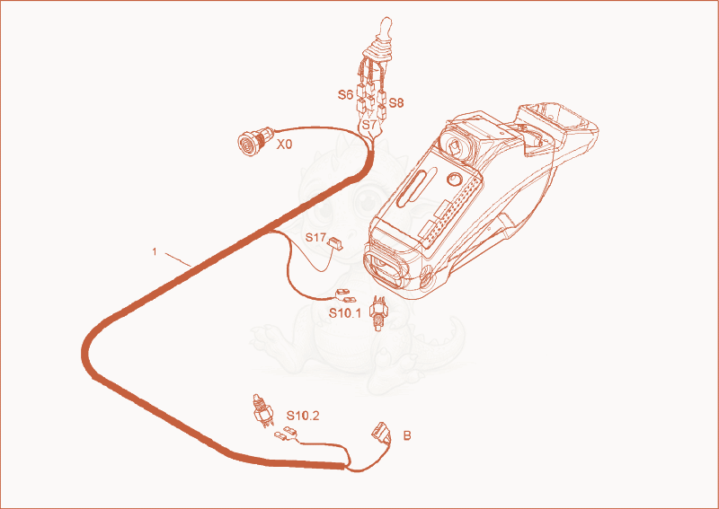 Exploded parts diagram of the wiring harness armrest of a Wacker Neuson 2003, with numbered balloons