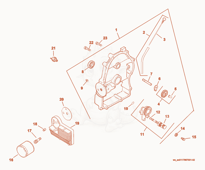 Exploded parts diagram of the Cover of a Wacker Neuson CRT36-25K-H, with numbered balloons