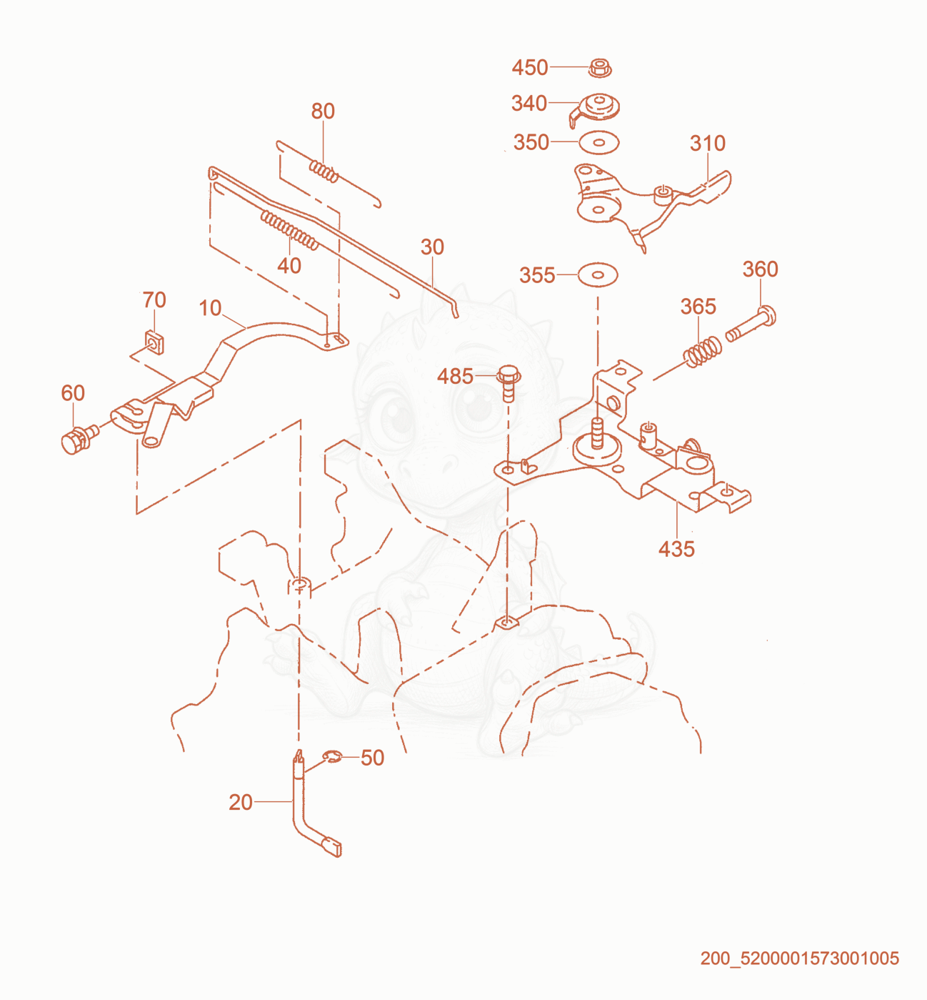 Exploded parts diagram of the Governor Control of a Wacker Neuson PT3, with numbered balloons