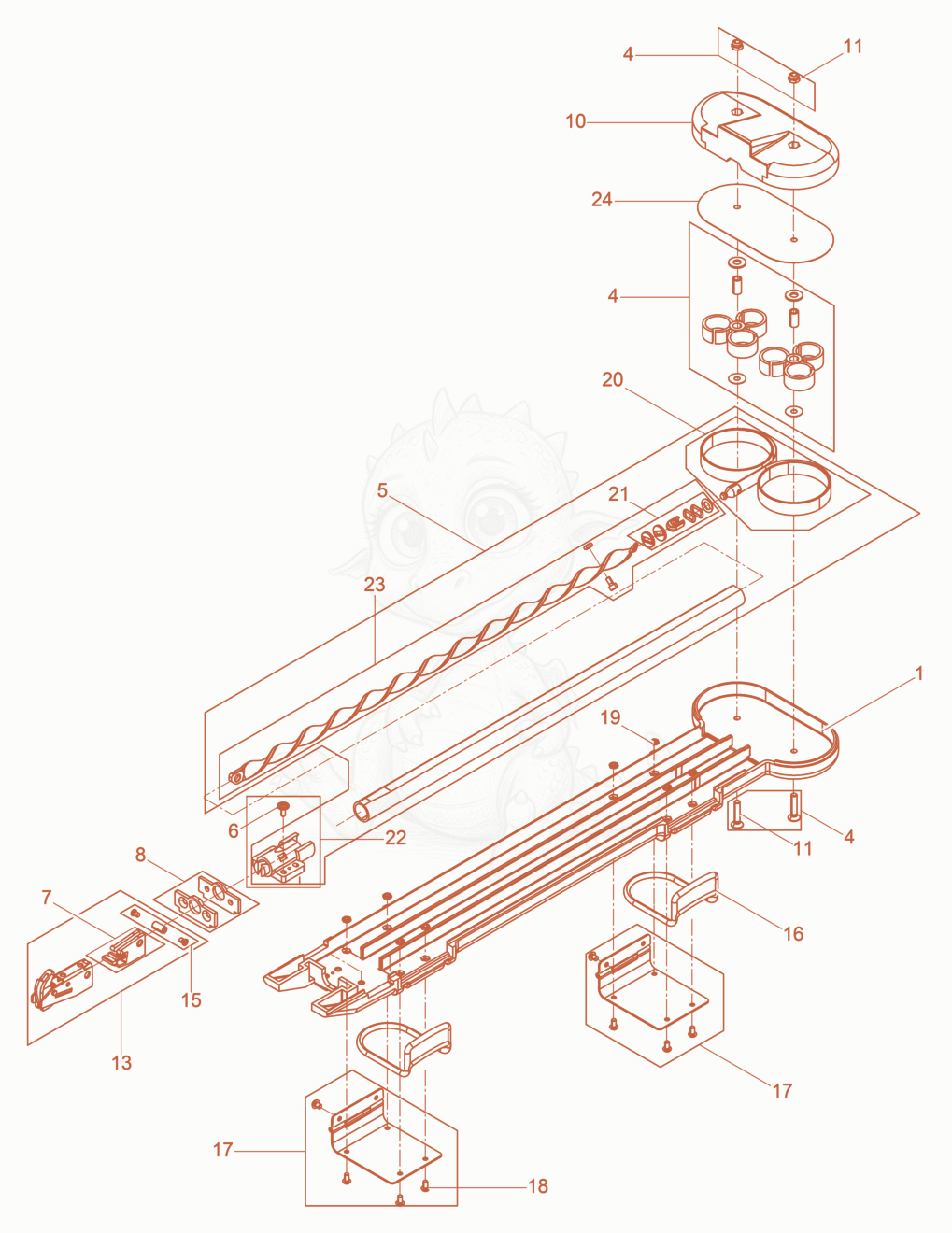 Exploded parts diagram of the Cover of a Wacker Neuson DF16, with numbered balloons