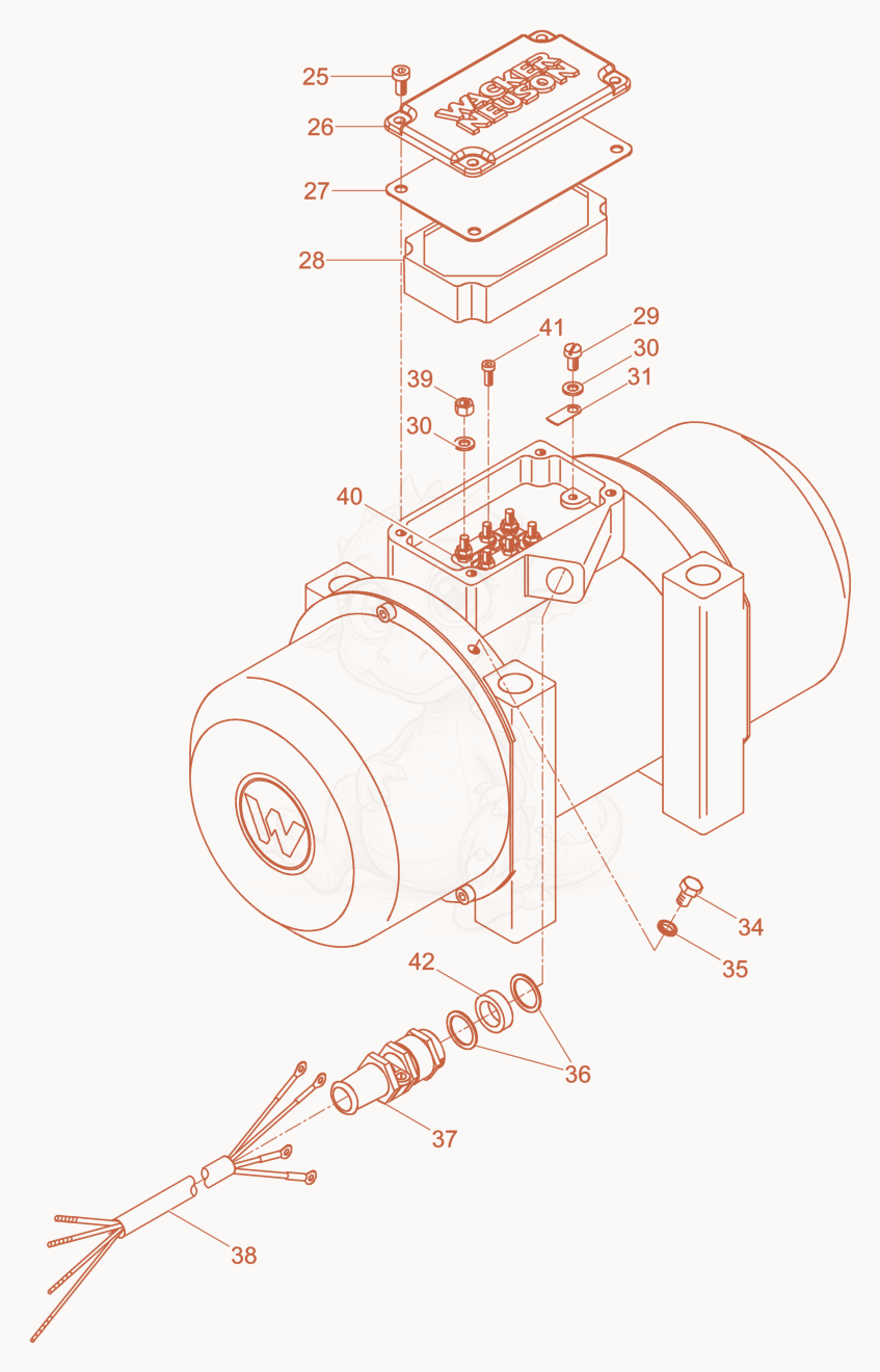 Exploded parts diagram of the External Vibrator cpl. of a Wacker Neuson AR54/3,6/440, with numbered balloons