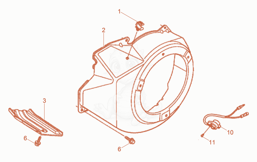 Exploded parts diagram of the Fan hood of a Wacker Neuson BPU4045A, with numbered balloons