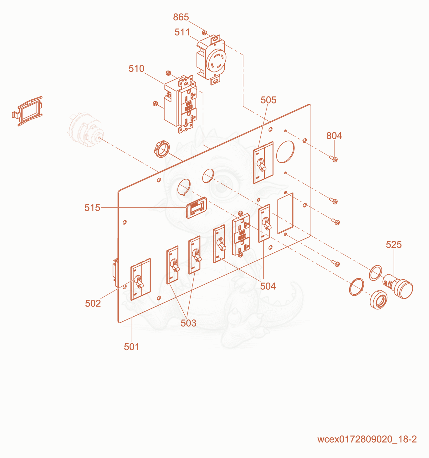 Exploded parts diagram of the Control Panel of a Wacker Neuson LTN8K, with numbered balloons