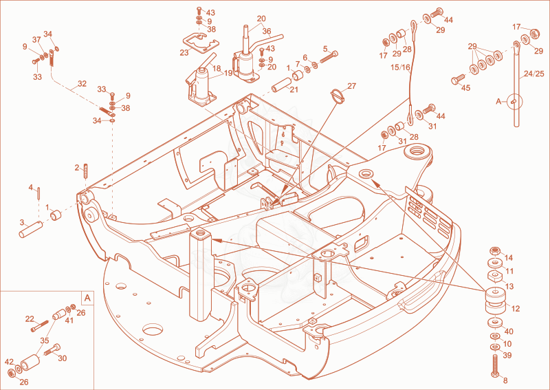 Exploded parts diagram of the CUSHION CABIN of a Wacker Neuson EZ53, with numbered balloons