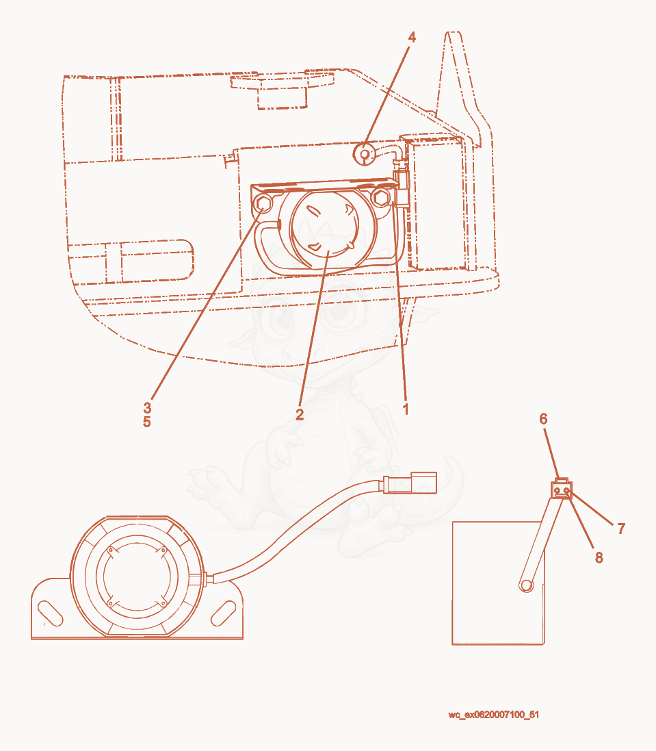 Exploded parts diagram of the Backup Alarm of a Wacker Neuson RD27-120, with numbered balloons