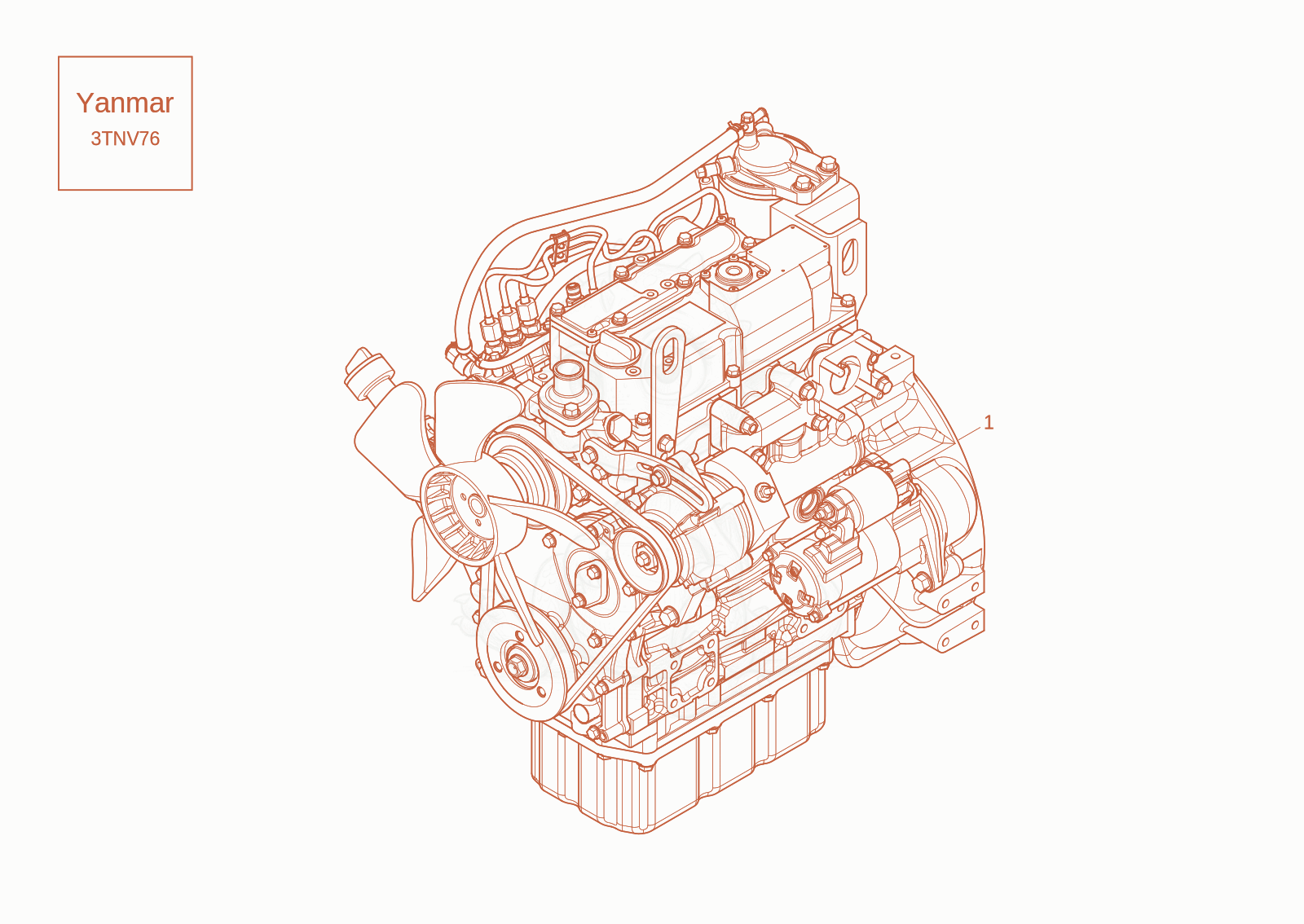 Exploded parts diagram of the diesel engine of a Wacker Neuson DW20-2, with numbered balloons