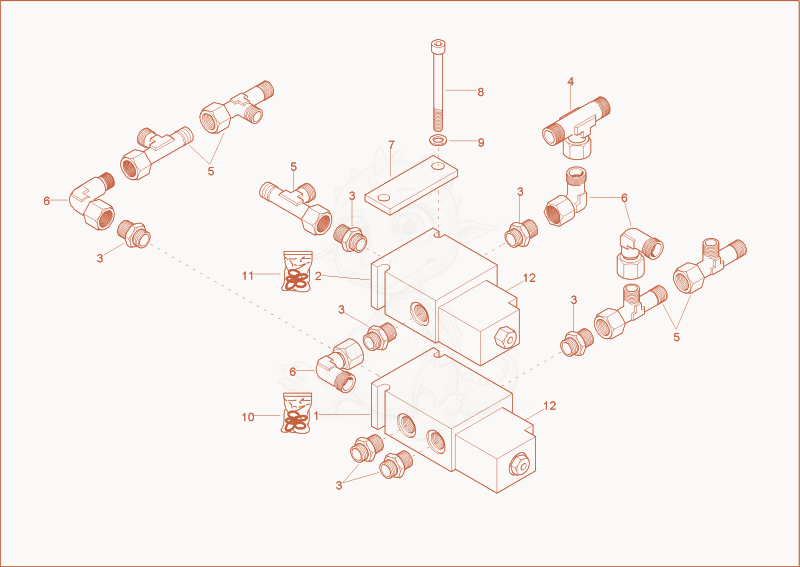 Exploded parts diagram of the solenoid valve of a Wacker Neuson 6502WD, with numbered balloons
