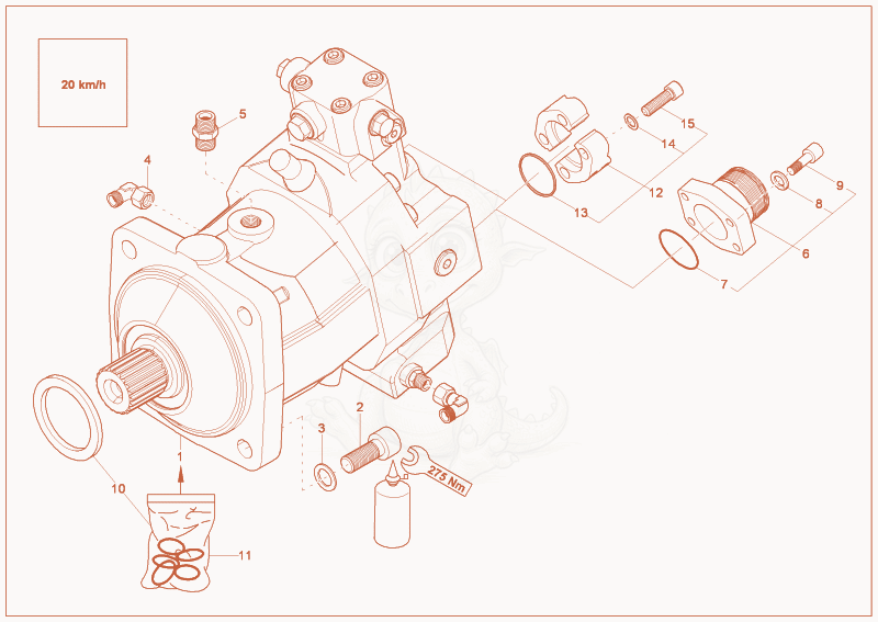Exploded parts diagram of the VARIABLE DISPLACEMENT MOTOR of a Wacker Neuson 9503, with numbered balloons