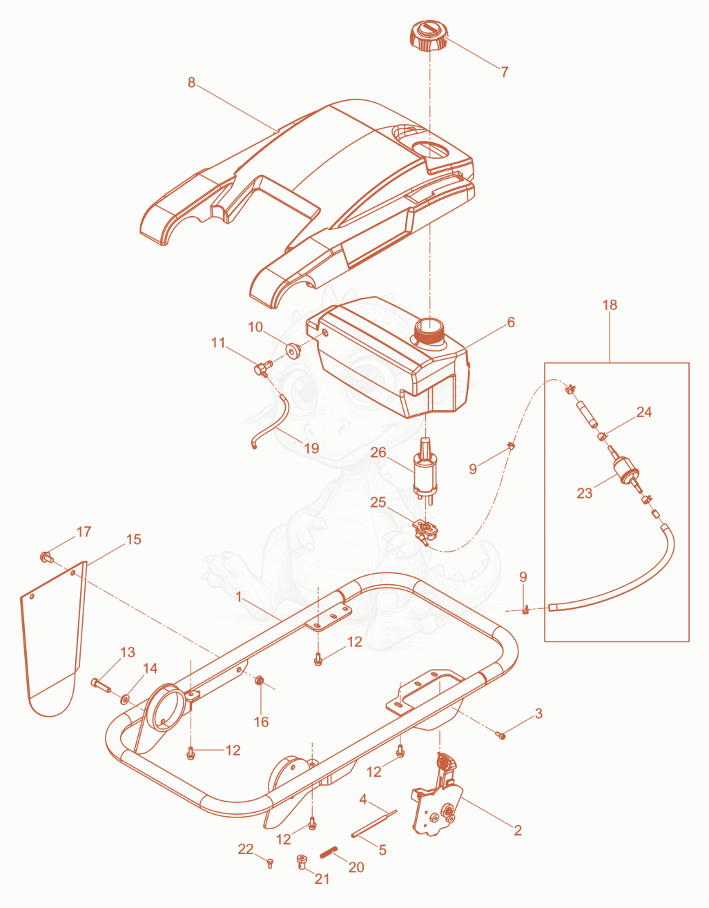 Exploded parts diagram of the Guiding frame cpl. of a Wacker Neuson DS70Y13INLRC, with numbered balloons