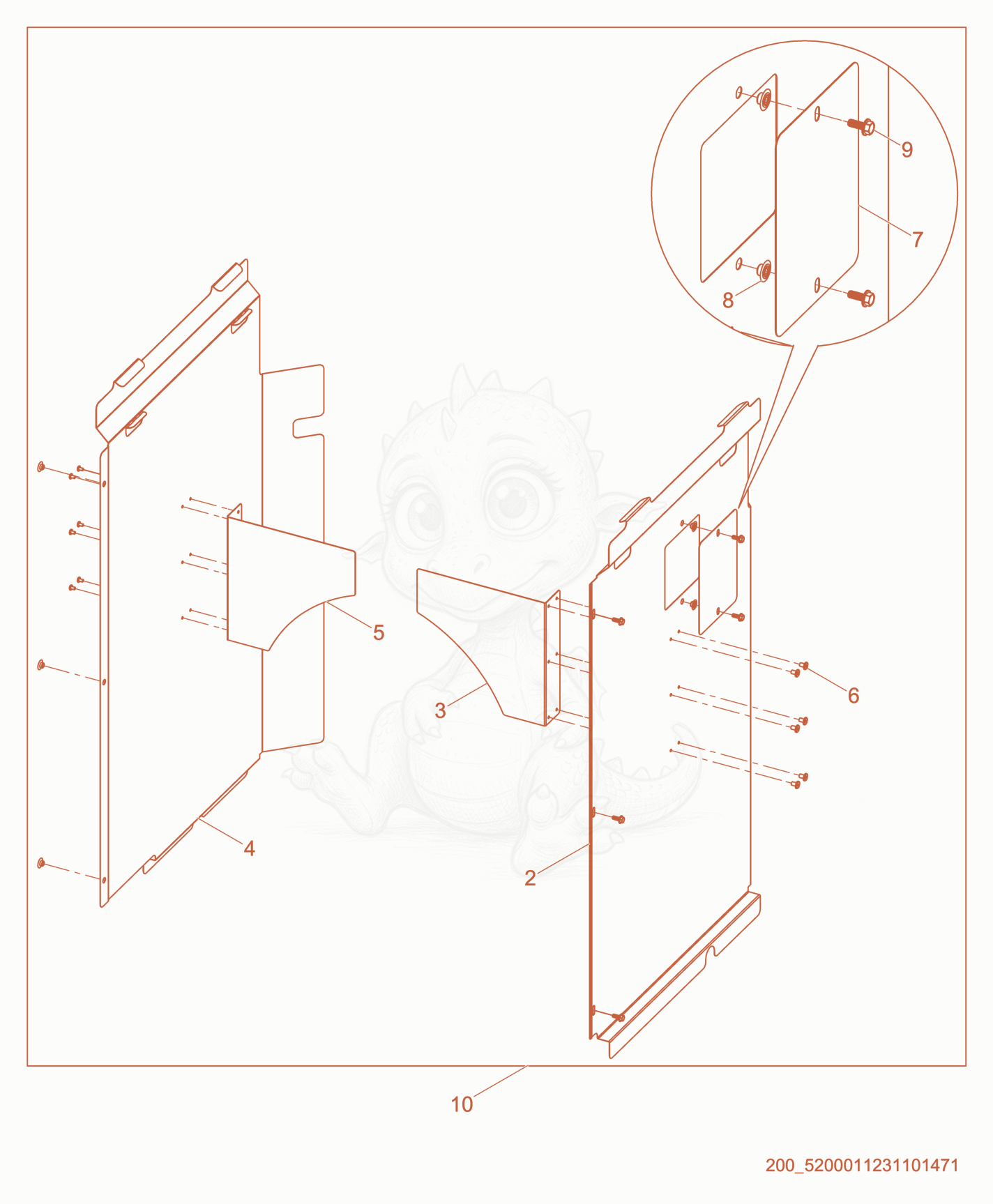 Exploded parts diagram of the Heat Shield Kit of a Wacker Neuson HI260, with numbered balloons