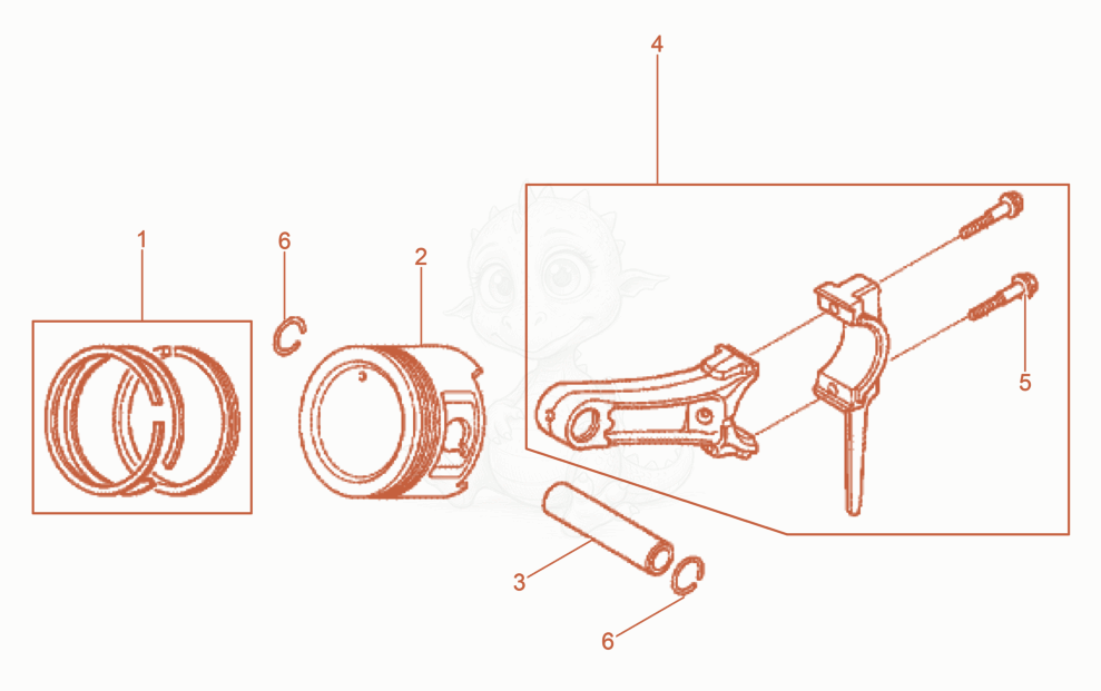 Exploded parts diagram of the Piston of a Wacker Neuson VP2050AWUS, with numbered balloons