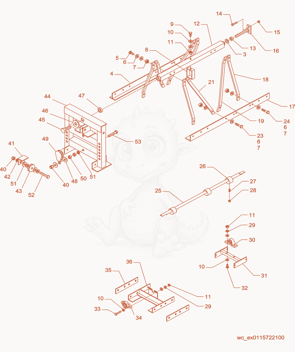 Exploded parts diagram of the Truss Screed Components of a Wacker Neuson SE25, with numbered balloons