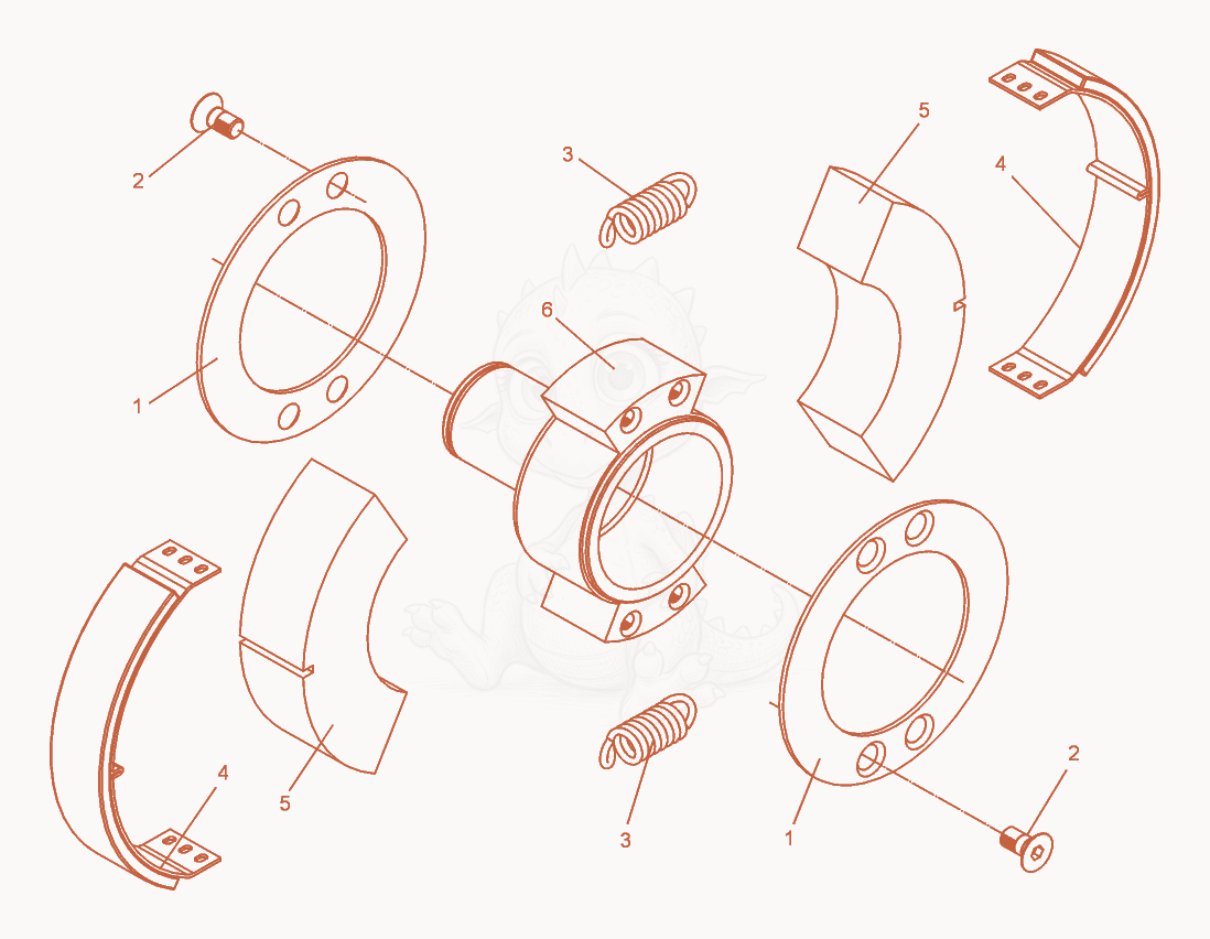 Despiece del Centrifugal Clutch cpl. de una máquina Wacker Neuson DPU7060RC, con globos numerados