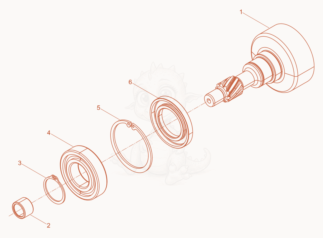 Exploded parts diagram of the Clutch Drum cpl. of a Wacker Neuson AS50E, with numbered balloons