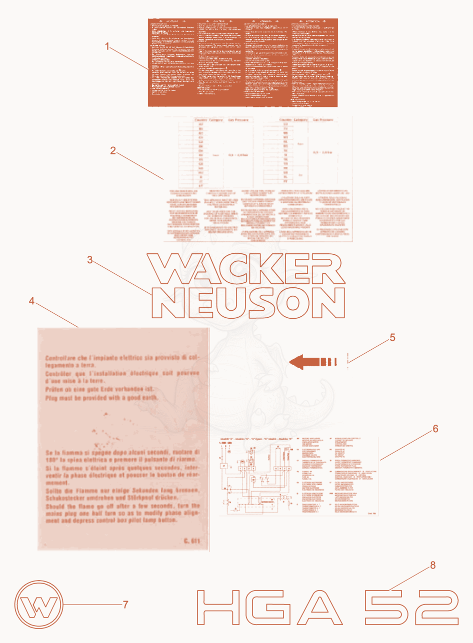 Exploded parts diagram of the Label of a Wacker Neuson HGA52, with numbered balloons