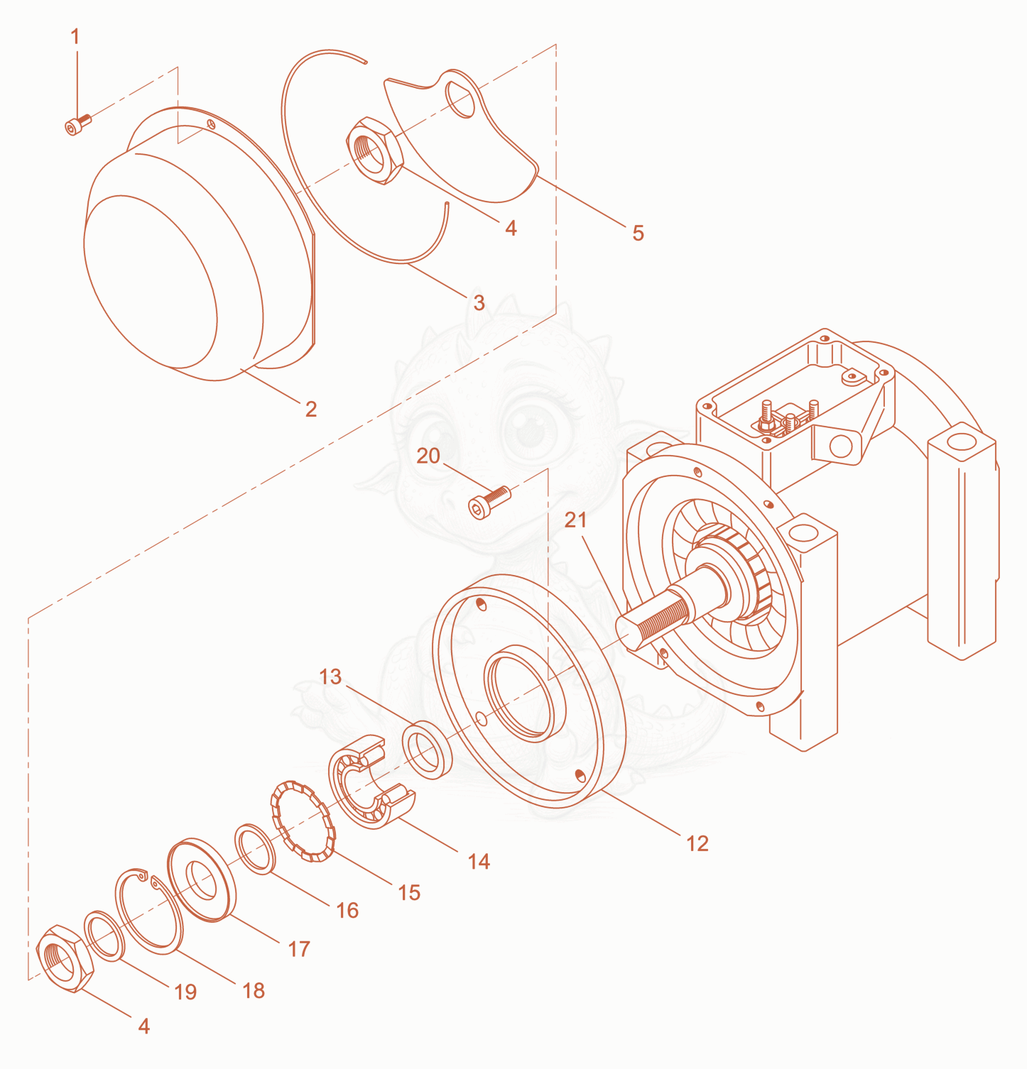 Exploded parts diagram of the External Vibrator cpl. of a Wacker Neuson AR54/9/250, with numbered balloons