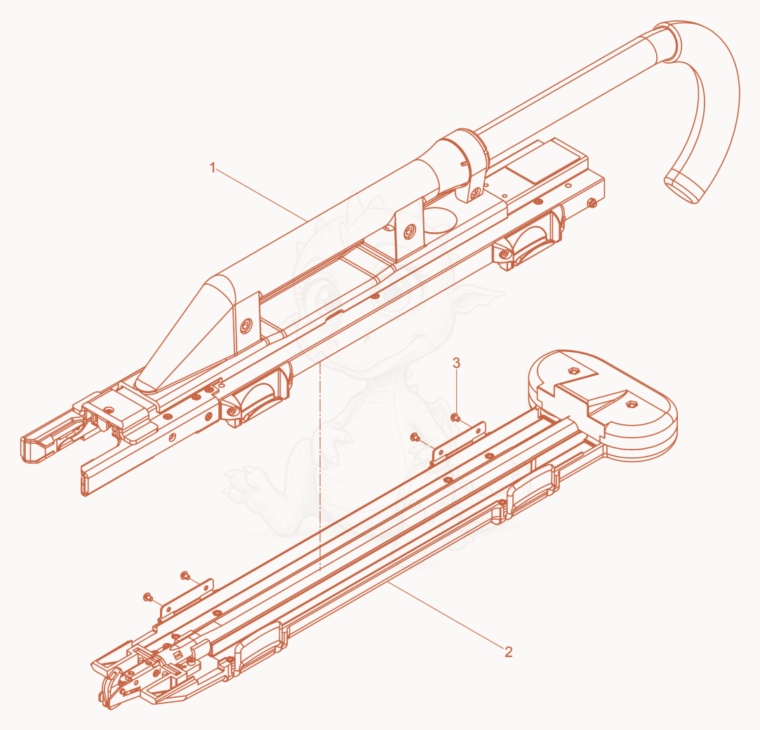 Despiece del Rebar binder de una máquina Wacker Neuson DF16, con globos numerados