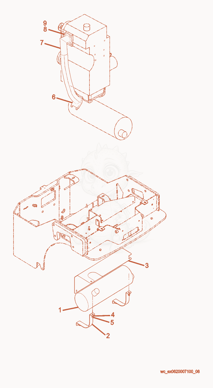 Exploded parts diagram of the Muffler Cpl. of a Wacker Neuson RD27-120, with numbered balloons