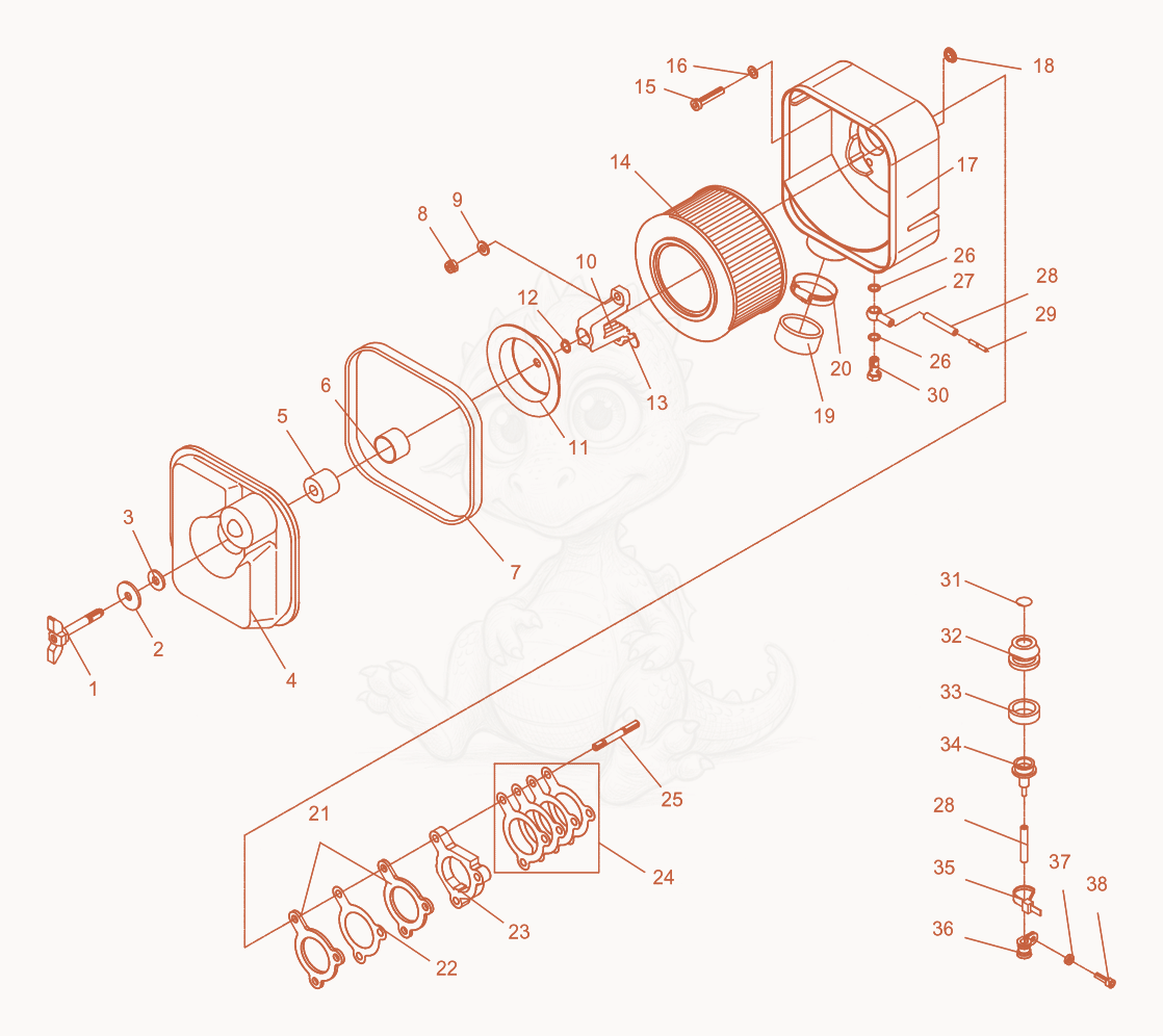 Exploded parts diagram of the Air Cleaner of a Wacker Neuson DPU4045H, with numbered balloons