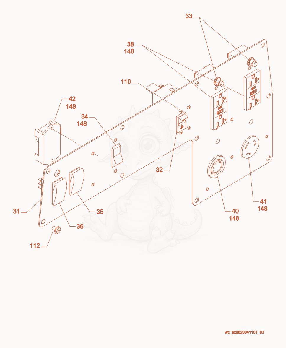 Exploded parts diagram of the Control Panel cpl. of a Wacker Neuson GP3800A, with numbered balloons