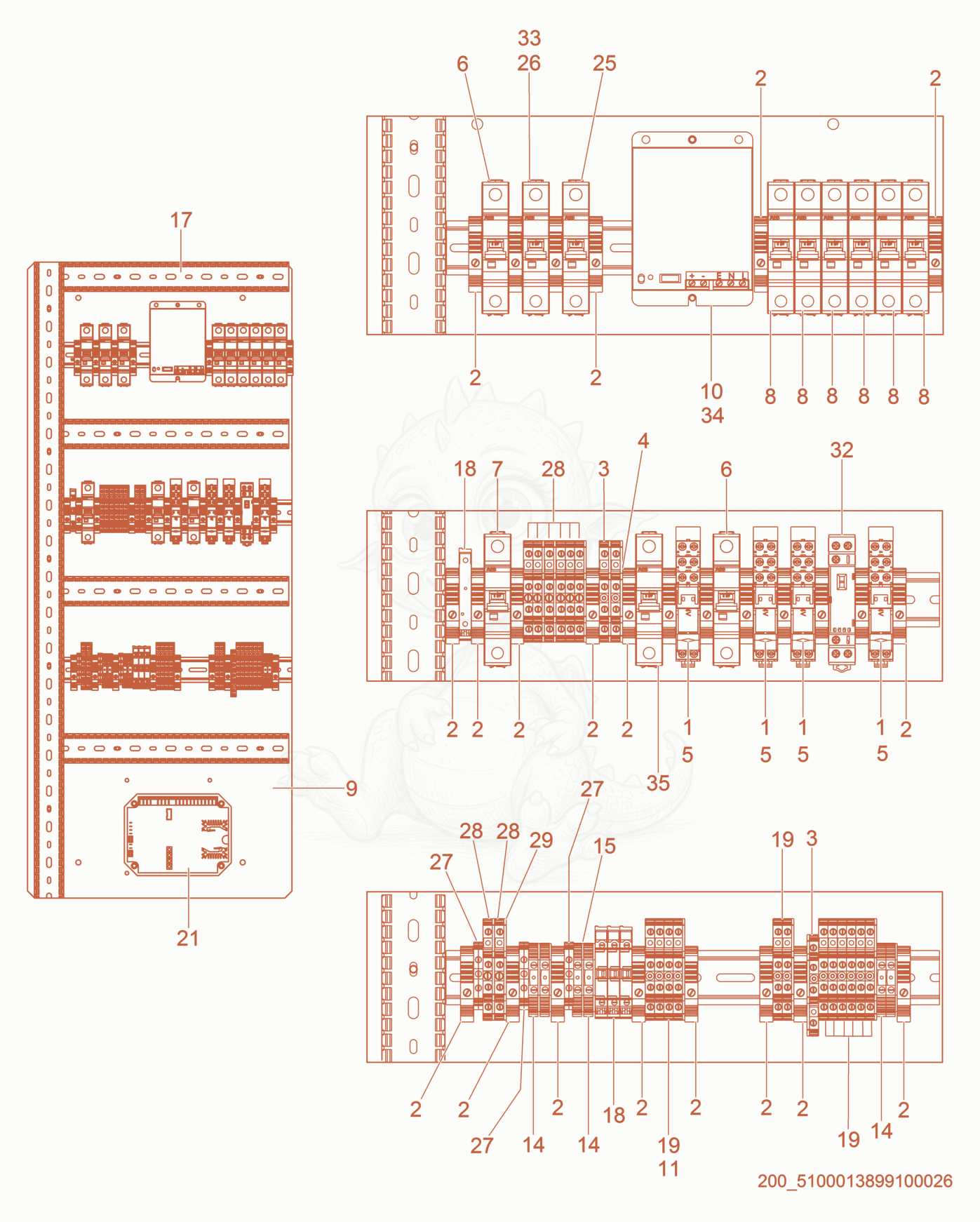 Exploded parts diagram of the Control Panel of a Wacker Neuson G625, with numbered balloons