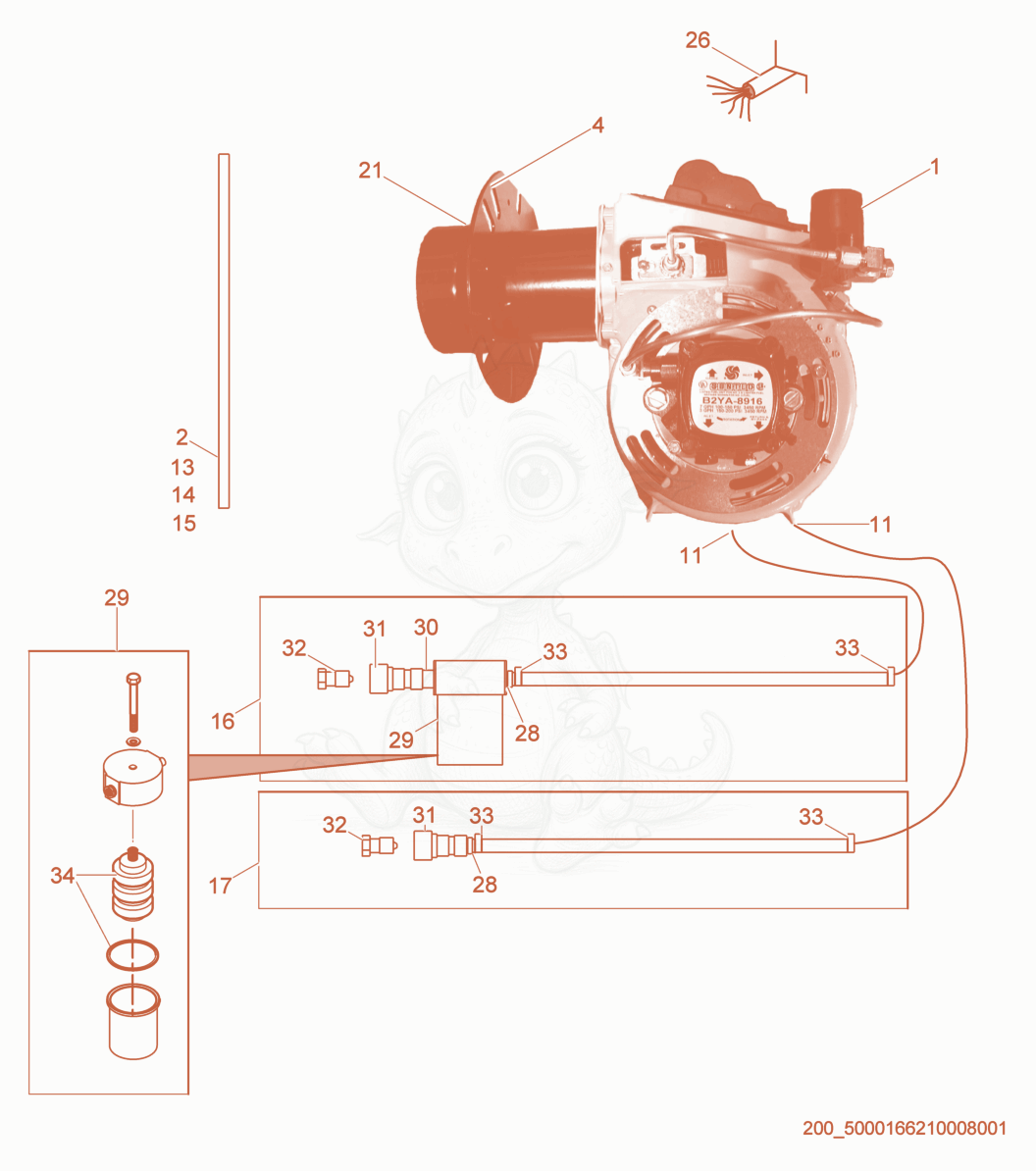 Exploded parts diagram of the Fuel System of a Wacker Neuson PUREHEAT, with numbered balloons
