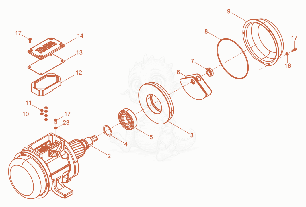 Exploded parts diagram of the External Vibrator cpl. of a Wacker Neuson AR52/6/250, with numbered balloons