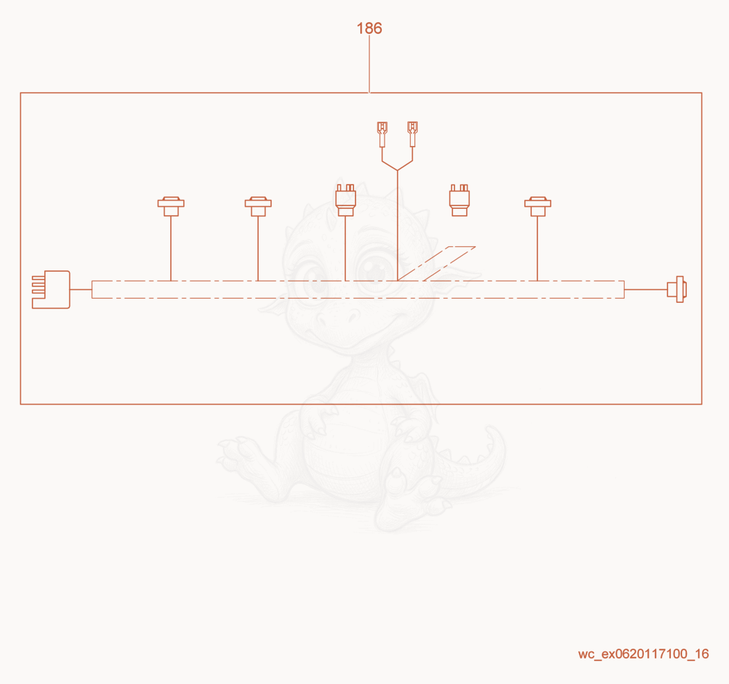 Exploded parts diagram of the Wiring cpl., Trailer of a Wacker Neuson LTN6K, with numbered balloons