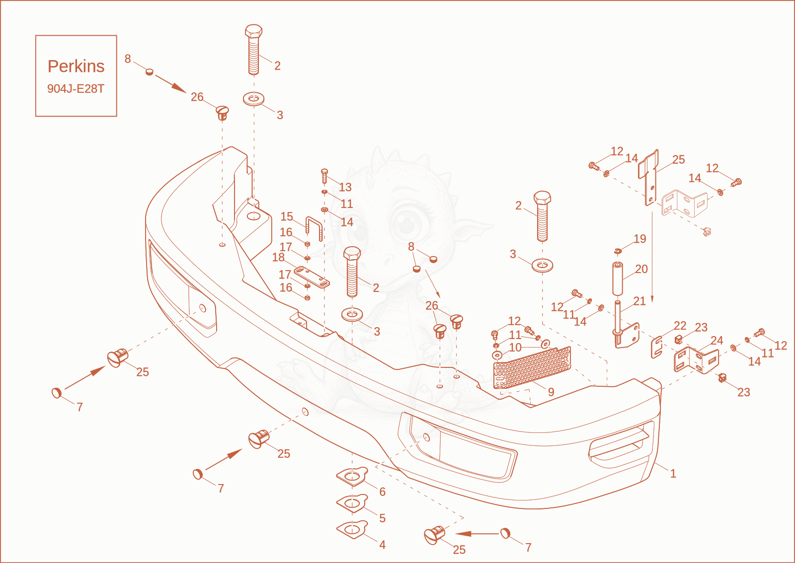 Exploded parts diagram of the FENDER (option) of a Wacker Neuson ET90, with numbered balloons