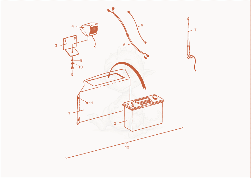 Despiece del radio mounting kit de una máquina Wacker Neuson 2702RD, con globos numerados
