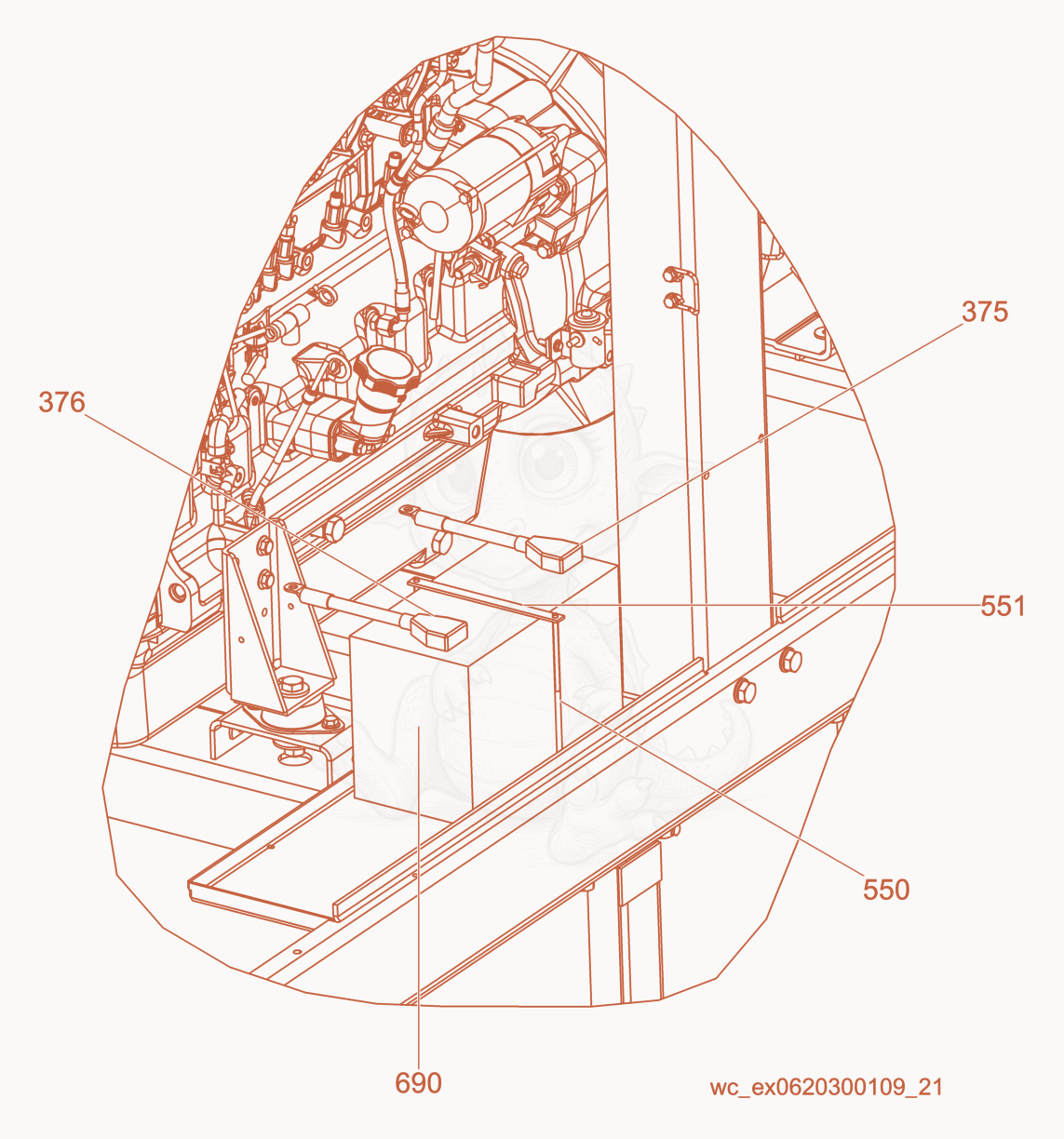 Exploded parts diagram of the Battery of a Wacker Neuson G240, with numbered balloons