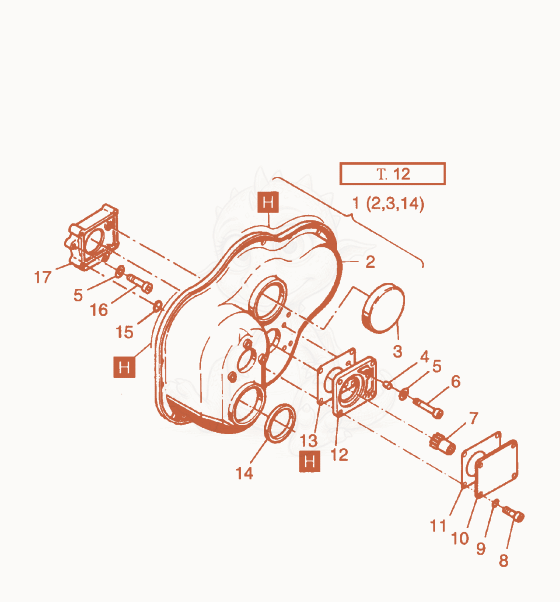 Exploded parts diagram of the Timing Cover of a Wacker Neuson RD25, with numbered balloons