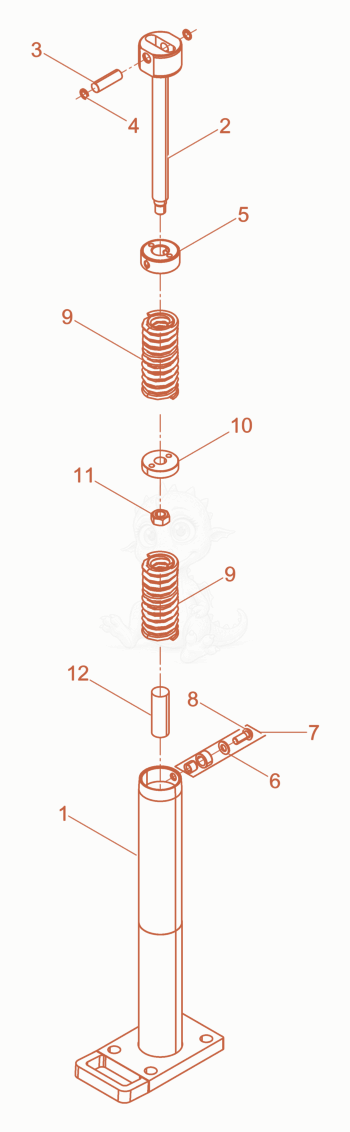 Exploded parts diagram of the Spring cylinder cpl. of a Wacker Neuson AS30E, with numbered balloons