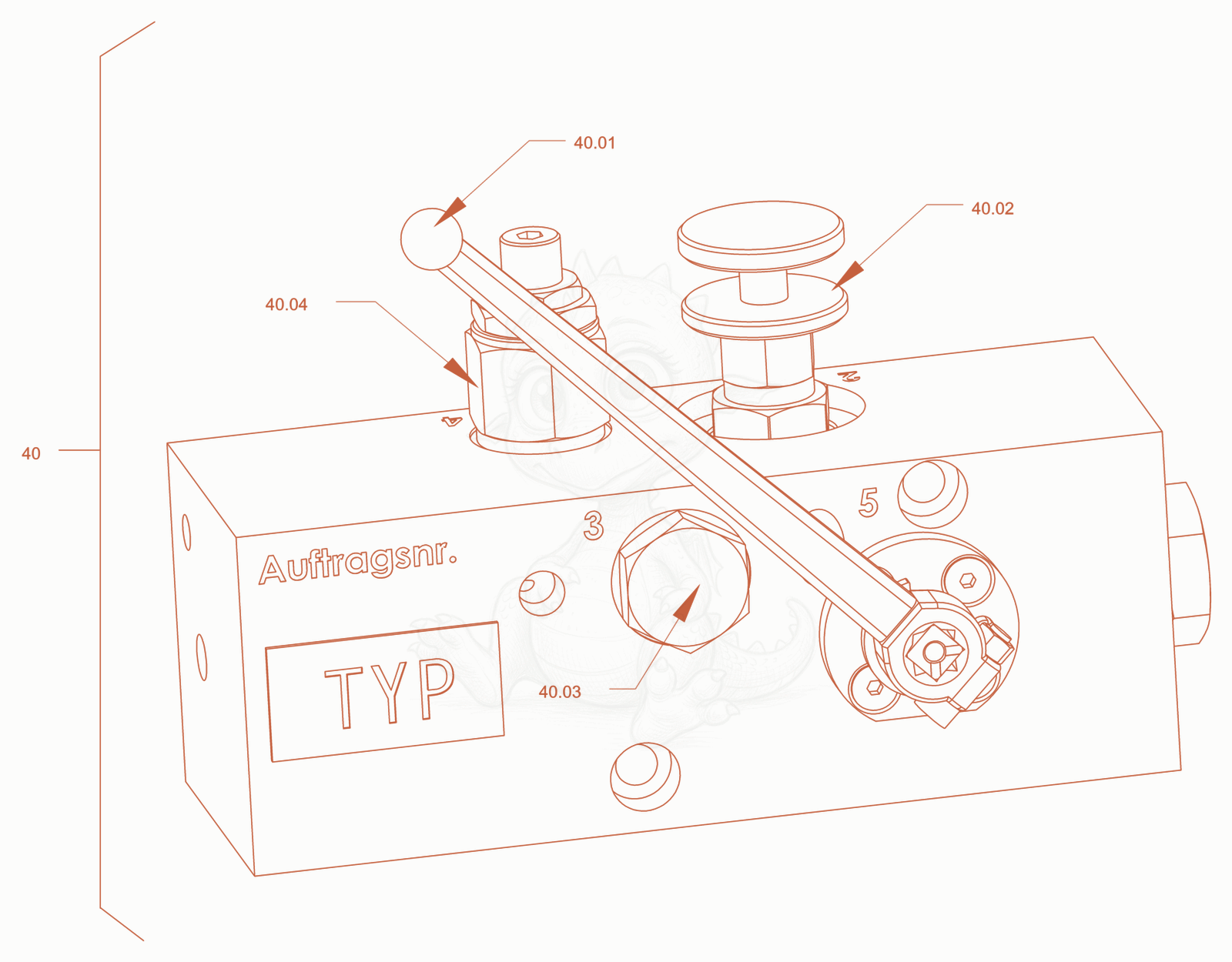 Exploded parts diagram of the cylinder spreader of a Wacker Neuson RD45-140C, with numbered balloons