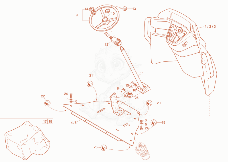 Exploded parts diagram of the pilot stand of a Wacker Neuson DW50, with numbered balloons
