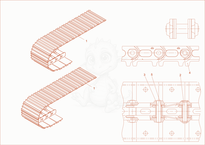 Exploded parts diagram of the STEEL CHAIN (option) of a Wacker Neuson EZ17, with numbered balloons