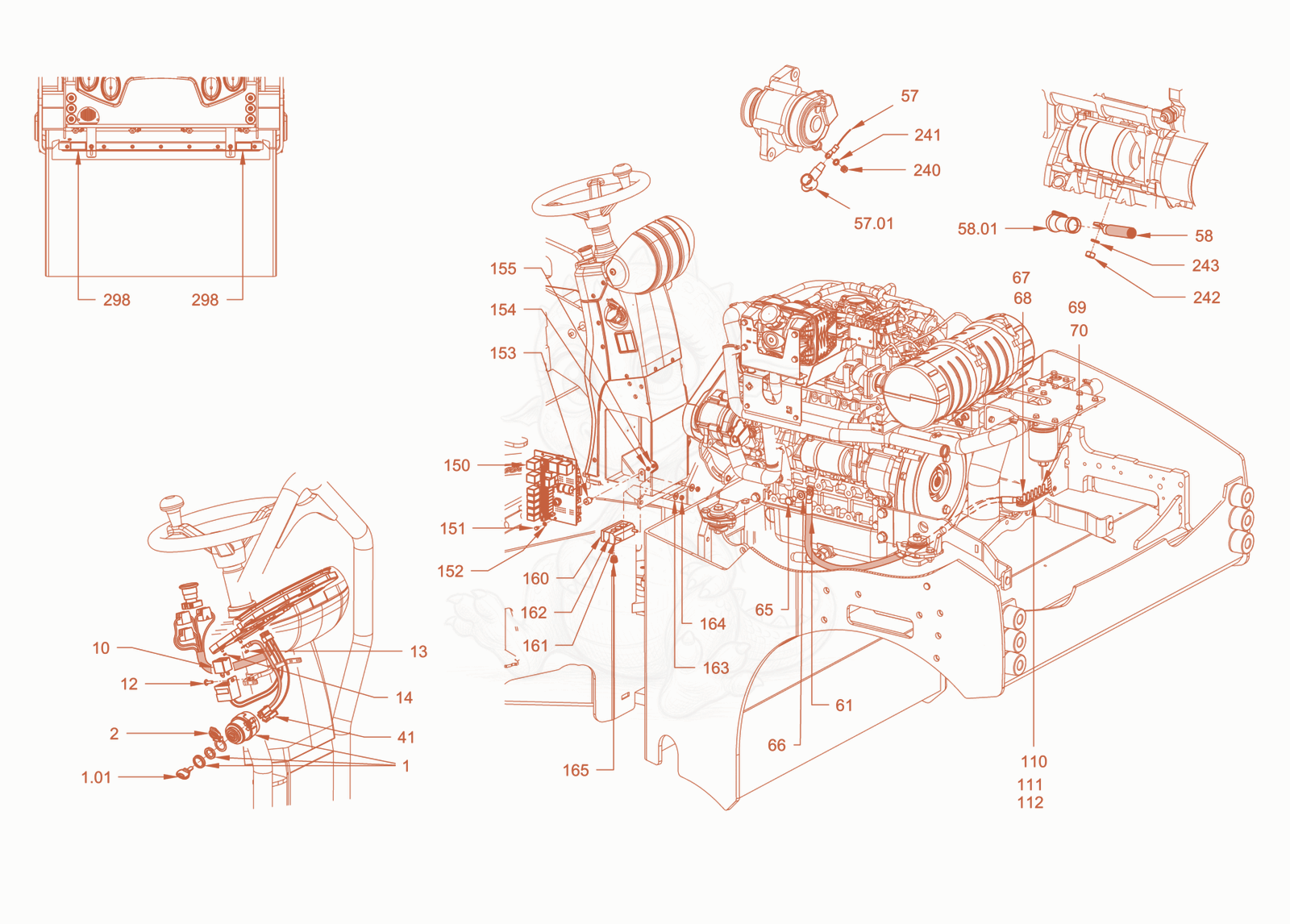 Exploded parts diagram of the electrical system of a Wacker Neuson RD45-140OUS, with numbered balloons