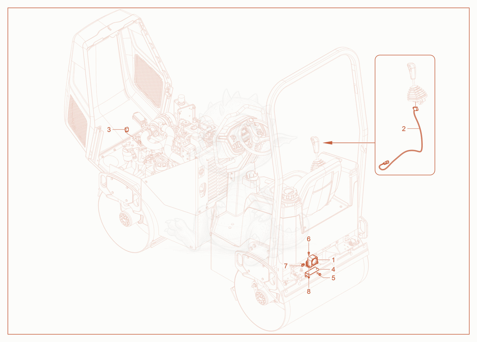 Exploded parts diagram of the Backup Alarm of a Wacker Neuson RD14K-90, with numbered balloons
