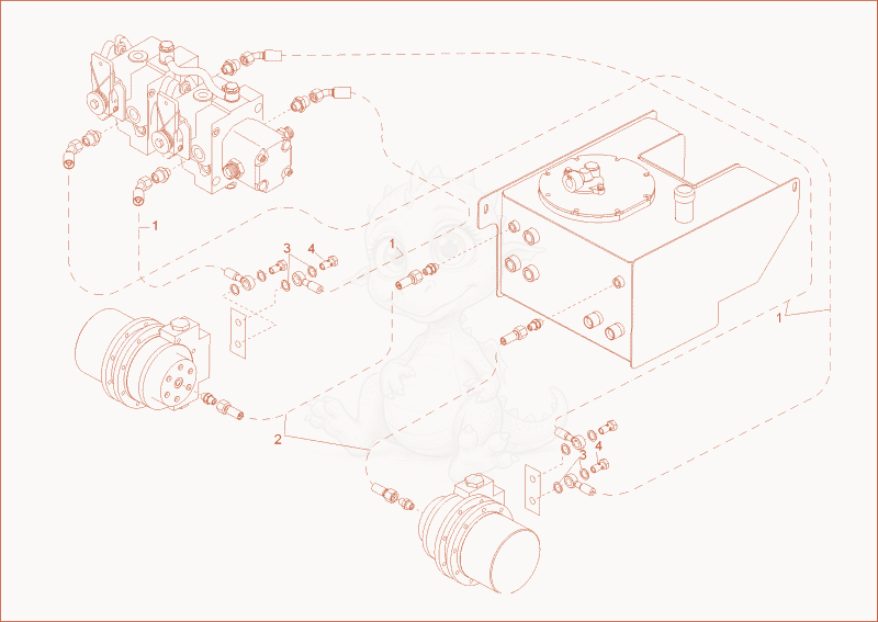 Exploded parts diagram of the TRAVELLING GEAR INSTALLATION of a Wacker Neuson DT08PRO, with numbered balloons