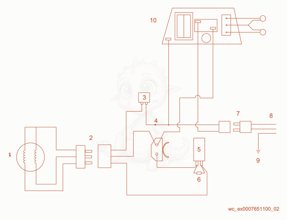 Exploded parts diagram of the Wiring Schematic of a Wacker Neuson ASP400, with numbered balloons